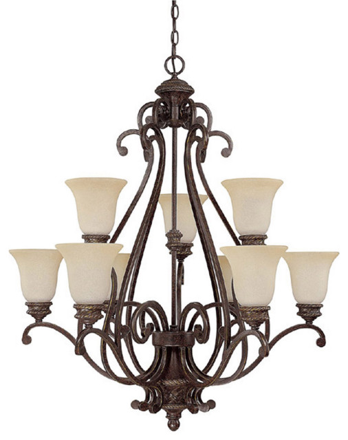 Capital Lighting 3019WB-223 Chatham 9 Light Chandelier, Weather Brown