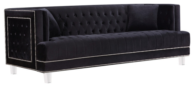 Lucas Velvet Upholstered Sofa, Black