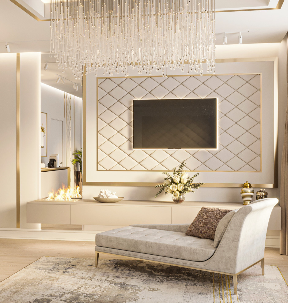 Luxury bedroom in gold color