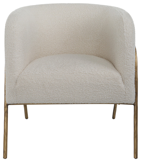 Jacobsen Off White Shearling Accent Chair Midcentury Armchairs And