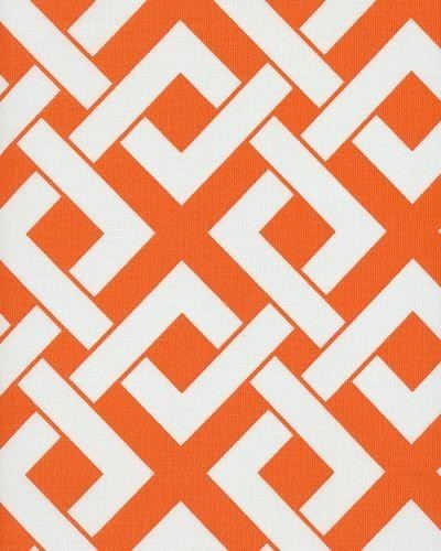 Boxed In Outdoor Fabric, Orange & White