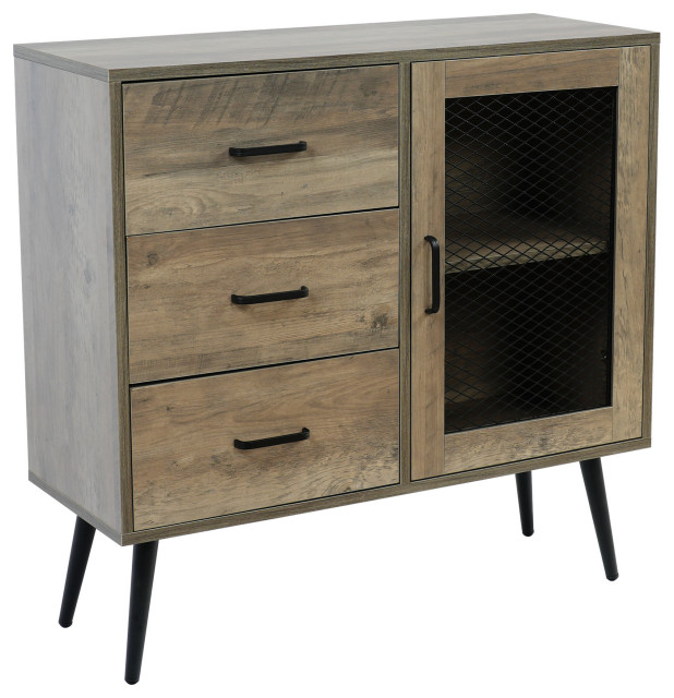 Bookcases, Unique Design With 3 Drawer and 2 Shelves, Walnut Brown Midcentury Storage