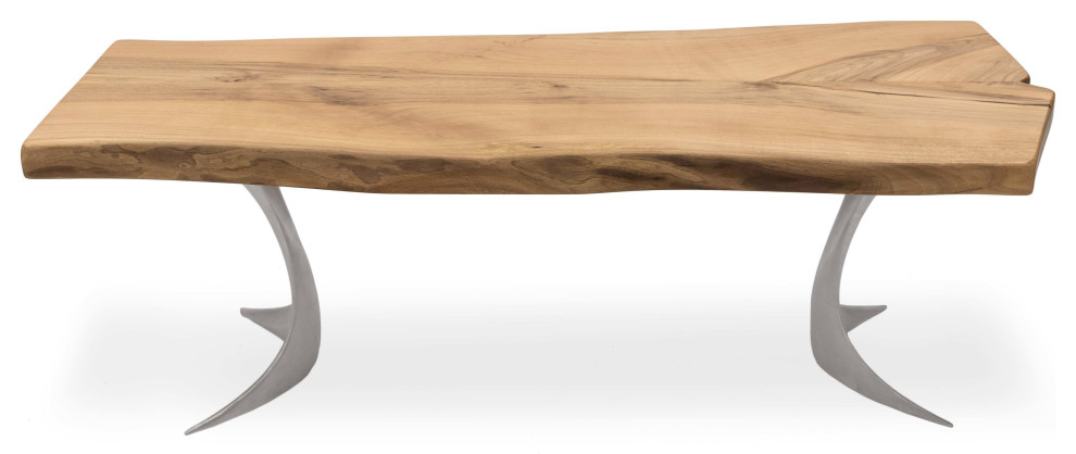 Solid Walnut Coffee Table with Cast Aluminium Legs 51"x22"x17"