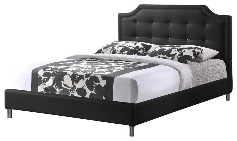 Baxton Studio Carlotta Modern Bed With, Black Tufted Bed Frame Full