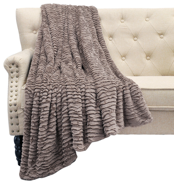 Air Brushed Colleen Oversized Faux Fur Throw Blanket, Amphora, 60x70