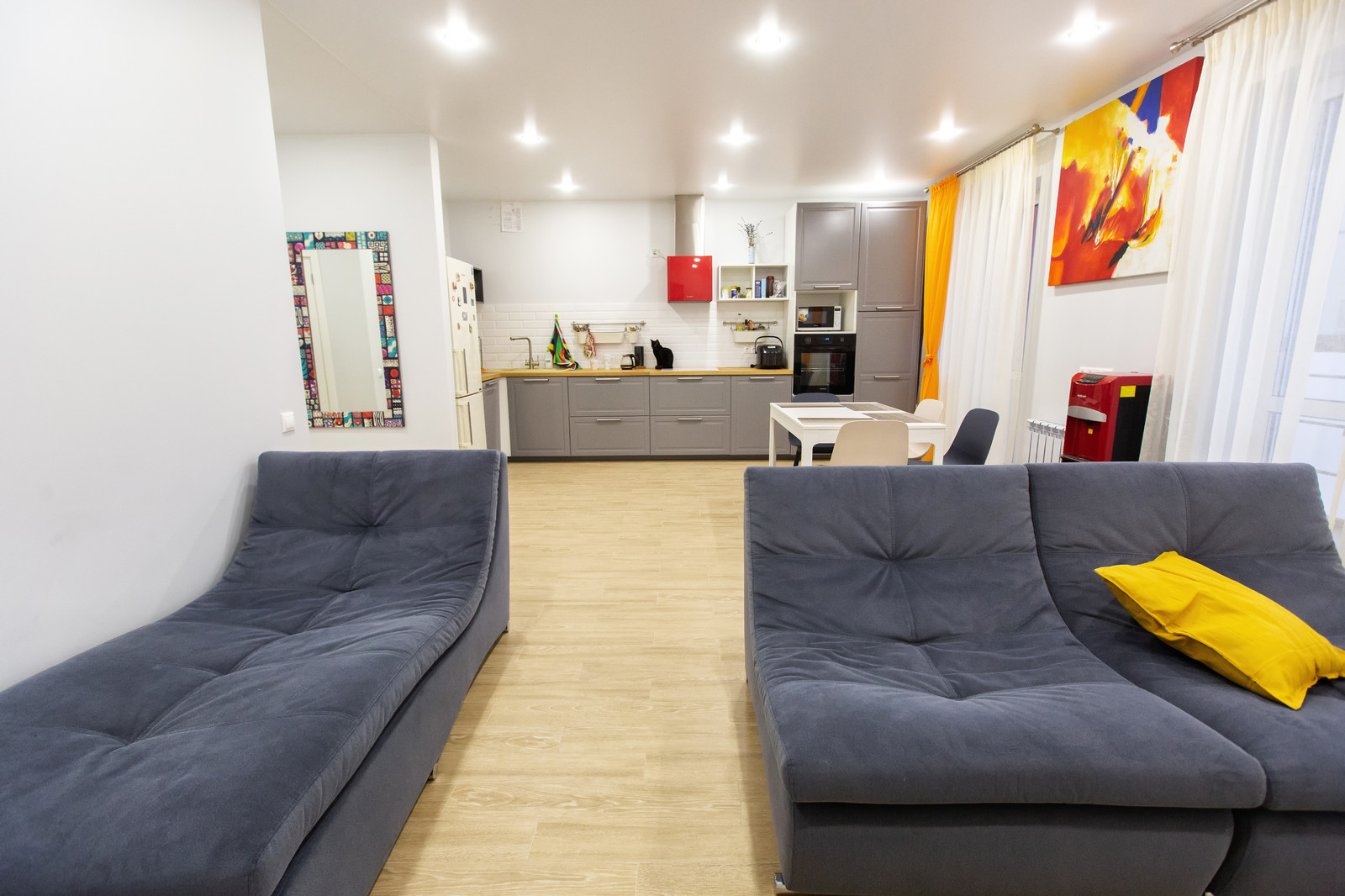 Дизайнерский ремонт в ЖК "Пять звезд", кухня-гостиная, Воронеж