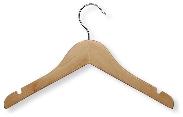 10 Pack Kid's Basic Shirt Hanger, Maple Finis