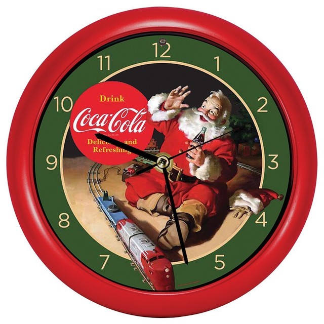 Coca Cola Santa With Train 8 Sound Clock