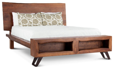 Live Edge Bed Headboard, Hillary Eastern King Bookcase Bed Frame Queen