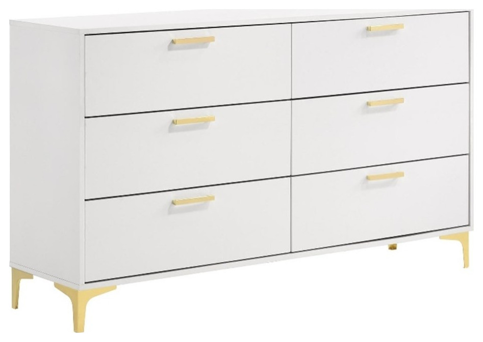 Coaster Kendall 6-drawer Contemporary Wood Dresser with Metal Base in White