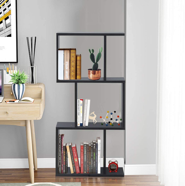 Freestanding Book Shelf Bookcase Wood Furnitune Kitchen Tilted Home Office 