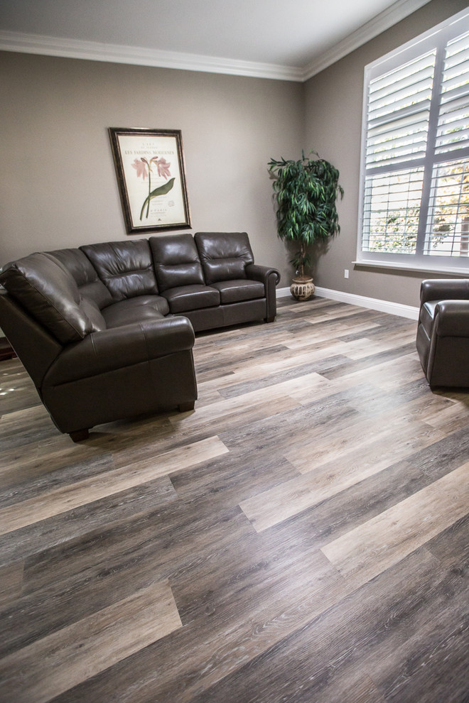 Luxury Vinyl Plank Blackstone Oak Transitional Living Room
