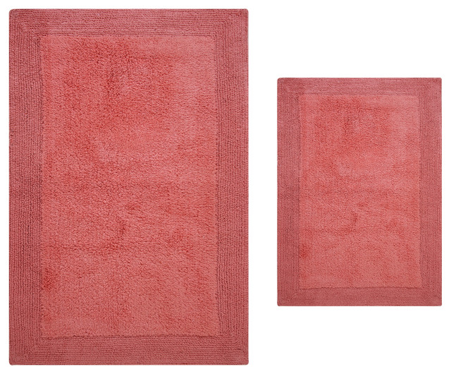Luxury Hotel Style Reversible Bath Rug, 2Piece Set Contemporary