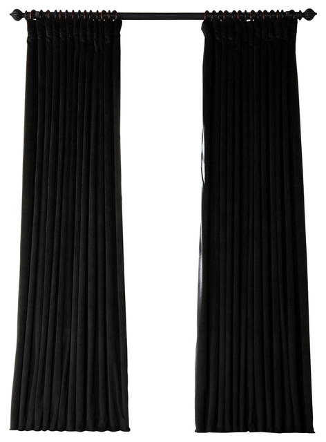 Signature Black Doublewide Blackout Velvet Curtain Single Panel