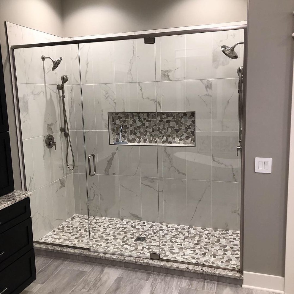 Master bathroom double shower with niche