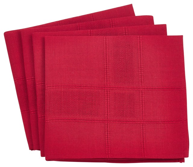 Holiday Drawn Work Thread Design Cloth Napkin 20" Square Contemporary