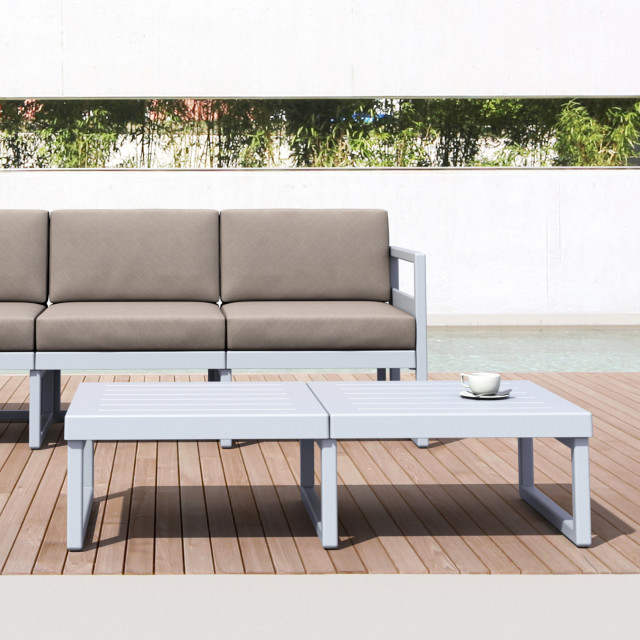 Mykonos Rectangle Lounge Table Silver - Contemporary - Outdoor Coffee ...