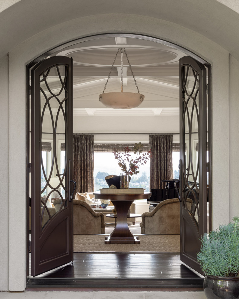 Inspiration for a transitional entryway in San Francisco with a double front door.
