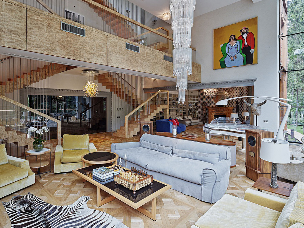 Домашний кинотеатр для интерьера гостиной частного дома.