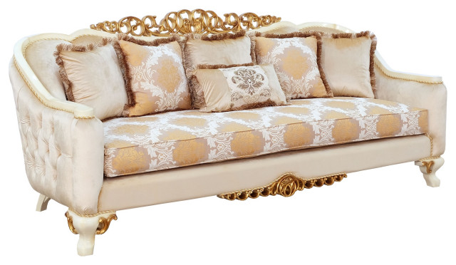 European Furniture Angelica Sofa Damask Brown Fabric Victorian Sofas By Usa Furniture Warehouse