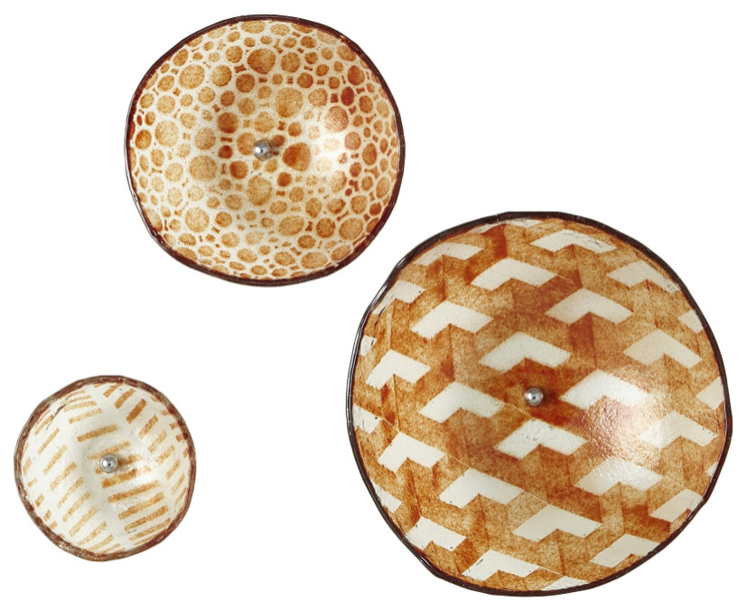 Set of 3 Fused Glass Wall Bowls, Blue Contemporary Wall Accents