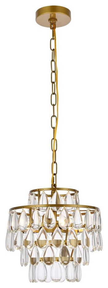 Elegant Lighting Mila 3-Light Pendant Brass