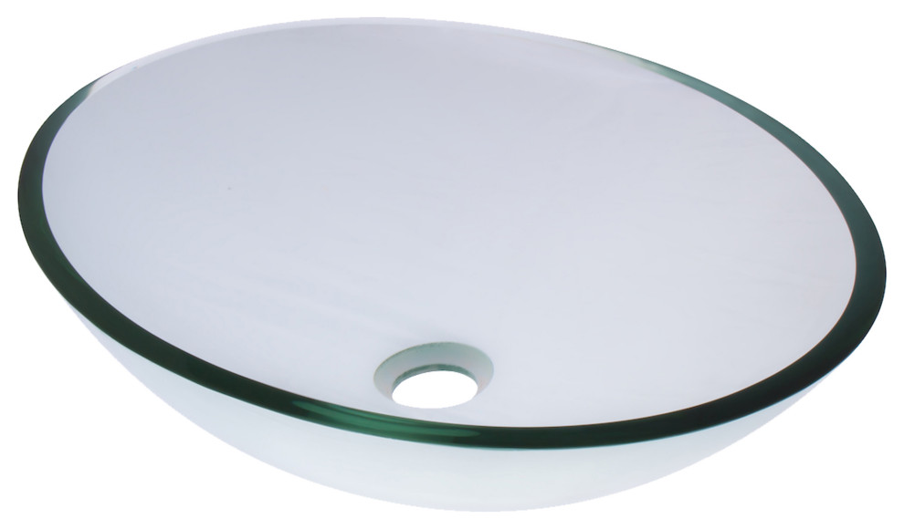 Ovale Clear Tempered Glass Vessel Bathroom Sink Contemporary