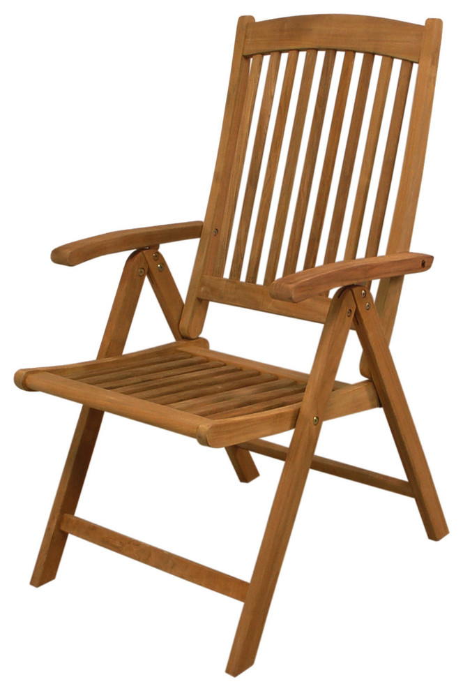 Teak Avalon Folding 5-Position Deck Chair - Traditional ...