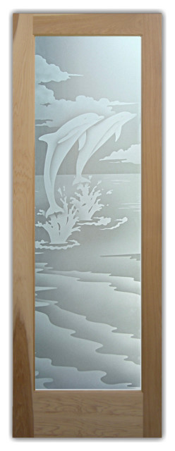 Interior Prehung Door or Interior Slab Door - Dolphins Leaping - Primed -..., 28" (2/4) x 96" (8 ...