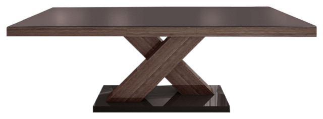 LENON Dining Table with Extension, Brown/Dark Oak