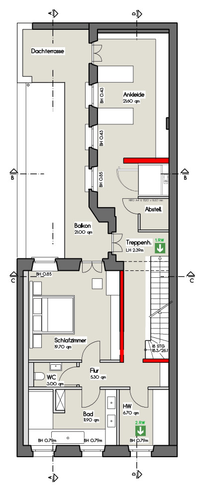 Modernisierung eines Stadthauses mit Ersatzbau im Innenhof