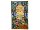 Handcrafted stained glass window panel Dawn 20.75" x 34.50" 