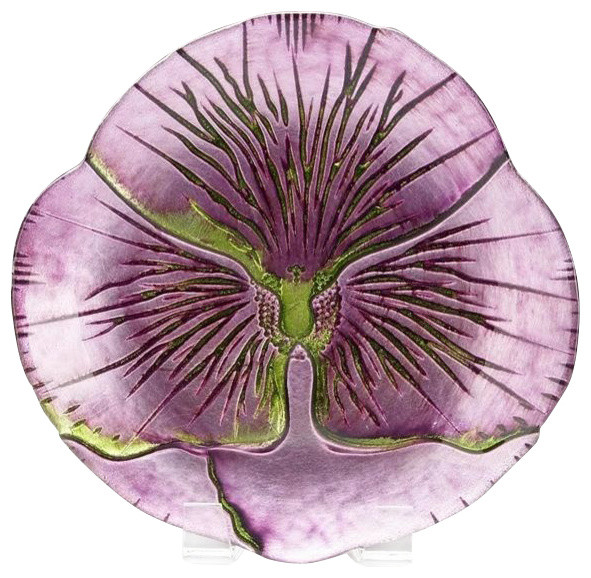Pansy Side Plate Purple/Green-Set of 4