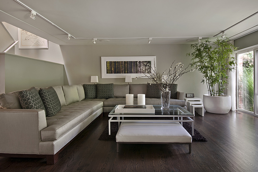Design ideas for a contemporary living room in Detroit.