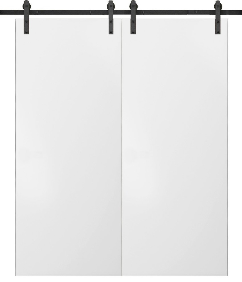Sliding Double Barn Doors 48 X 80 13ft Rails Planum 0010 White Silk Sliding Double Barn Doors 48 X 80 13ft Rails Planum 0010 White Silk