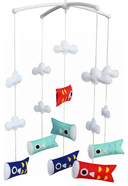 Newborn Baby Musical Toys Crib Dreams Mobile Japanese Carp Flag Contemporary Baby Mobiles By Blancho Bedding Houzz