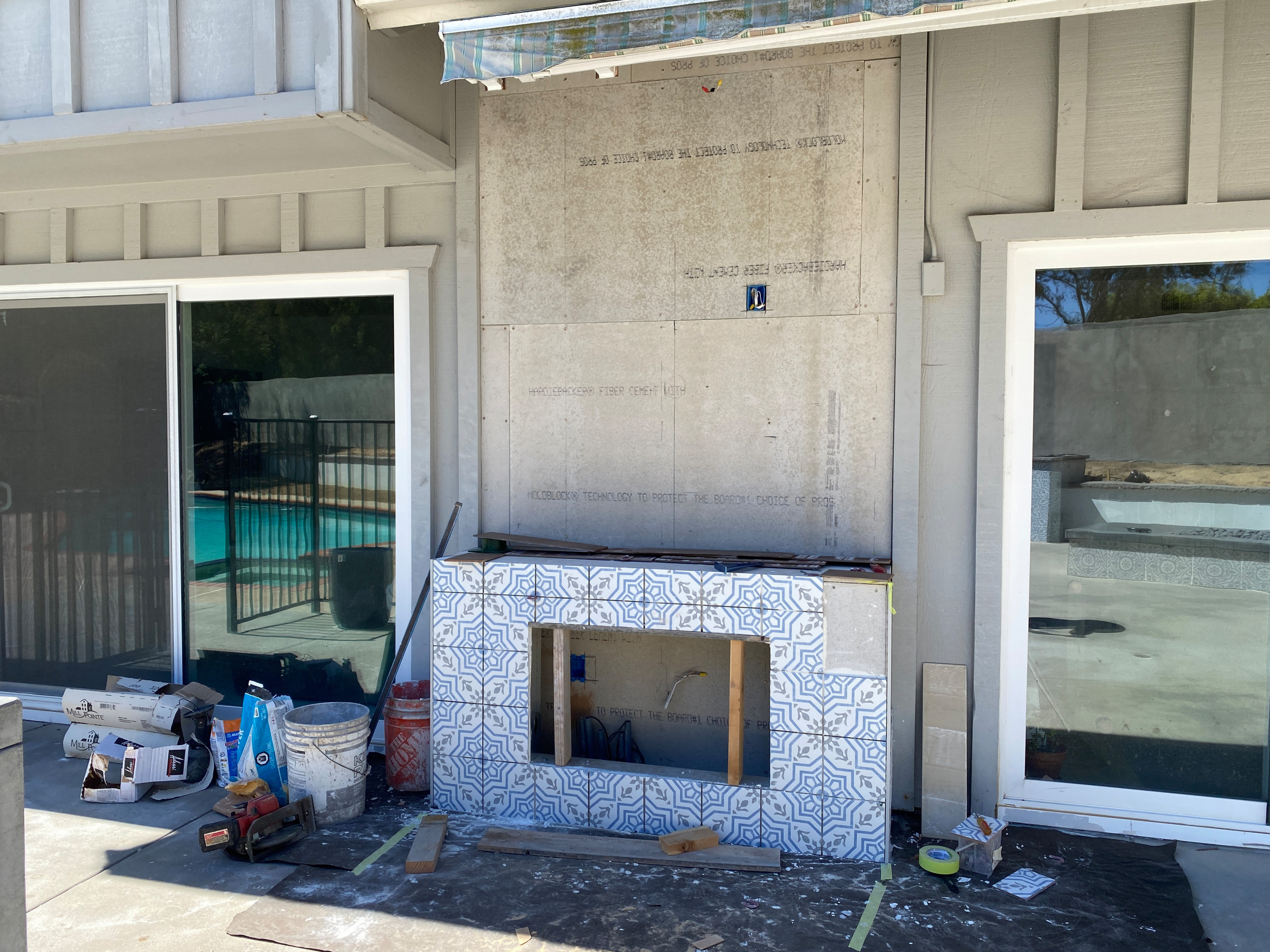Installing Deco Pattern Tile on a TV Wall in La Jolla