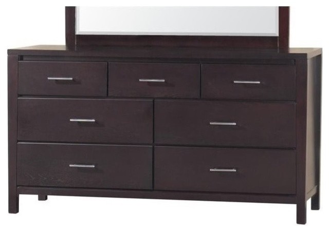 Bowery Hill 7 Drawer Double Dresser In Espresso Transitional