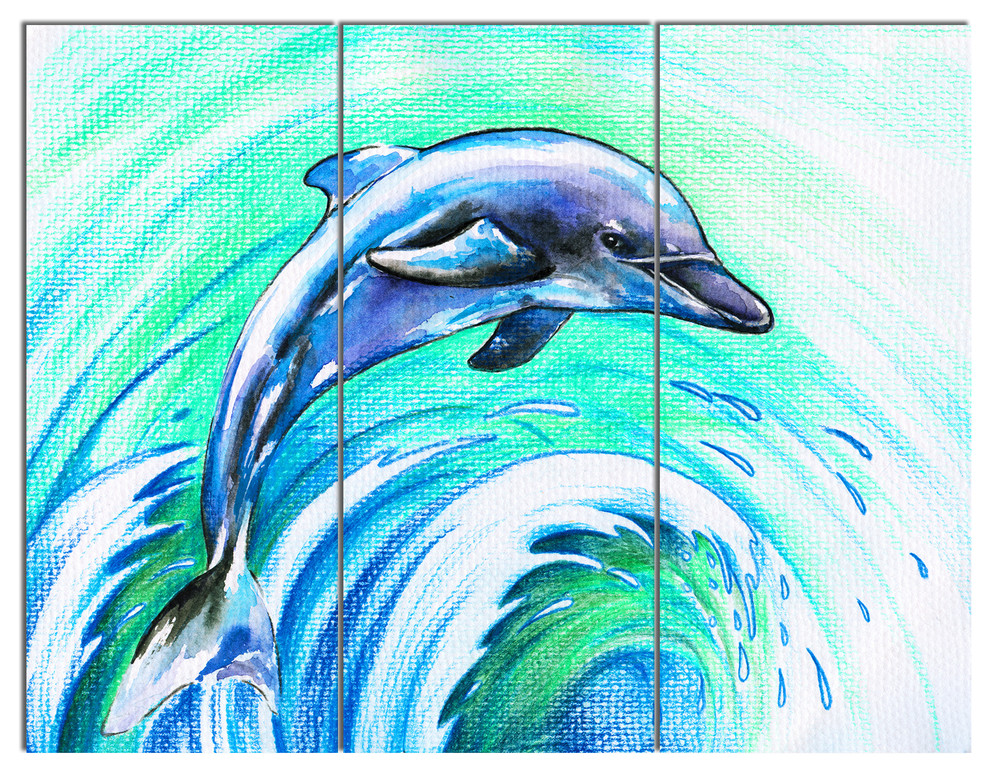 PREMIUM LARGE GICLEE CANVAS ART DOLPHIN SUNSET LANDSCAPE