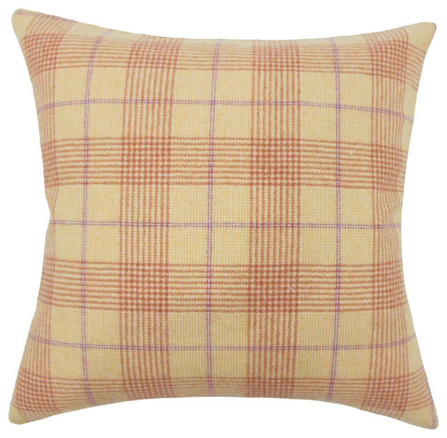 The Pillow Collection Geraint Plaid Bedding Sham Tan Euro 26 X 26