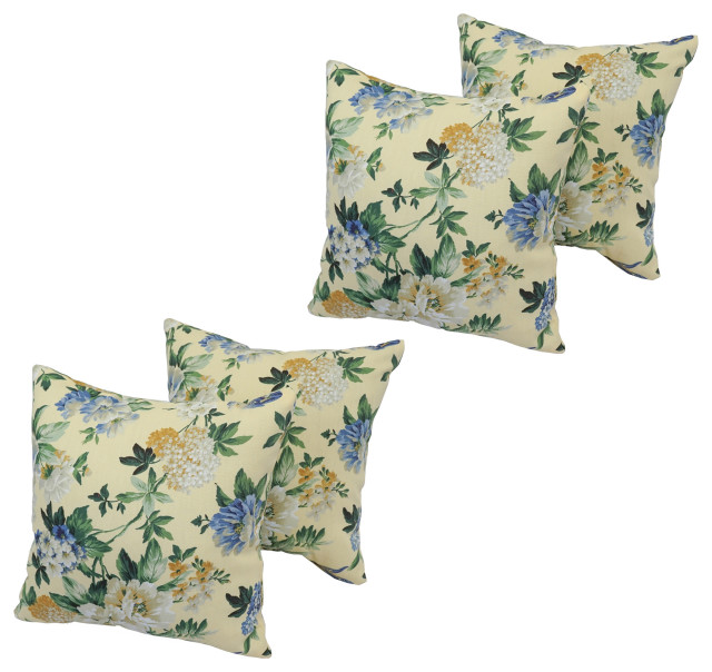 17" Square Polyester Outdoor Throw Pillows, Set of 4, Blosom Creme