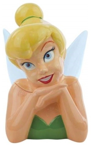 10.5" Peter Pan Tinker Bell Smiling with Hands Under Chin Cookie Jar