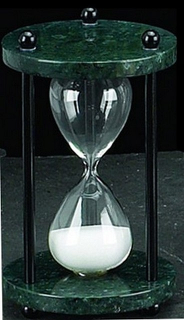 Green Marble 4 Minute Sand Timer- White Sand & Black Posts ...