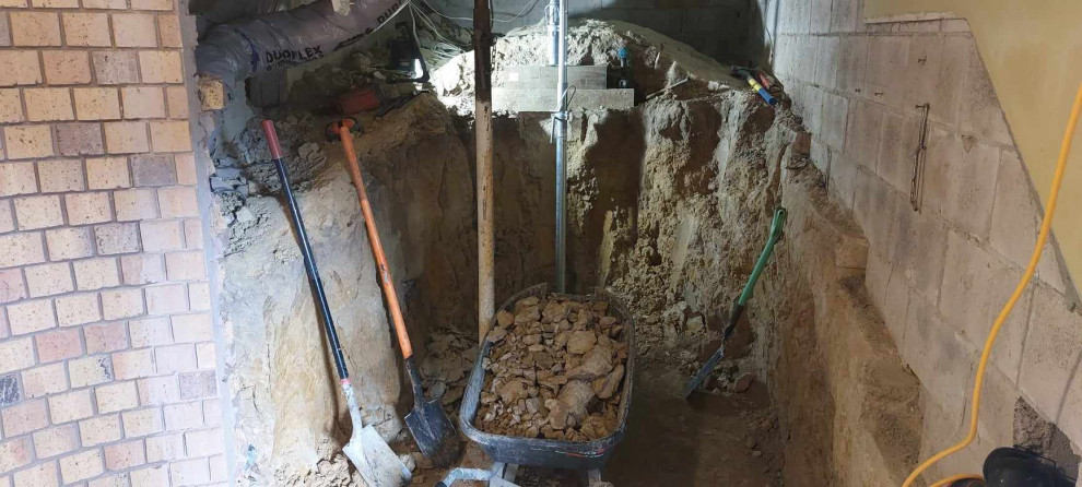 Excavation and construction of elevator/lift