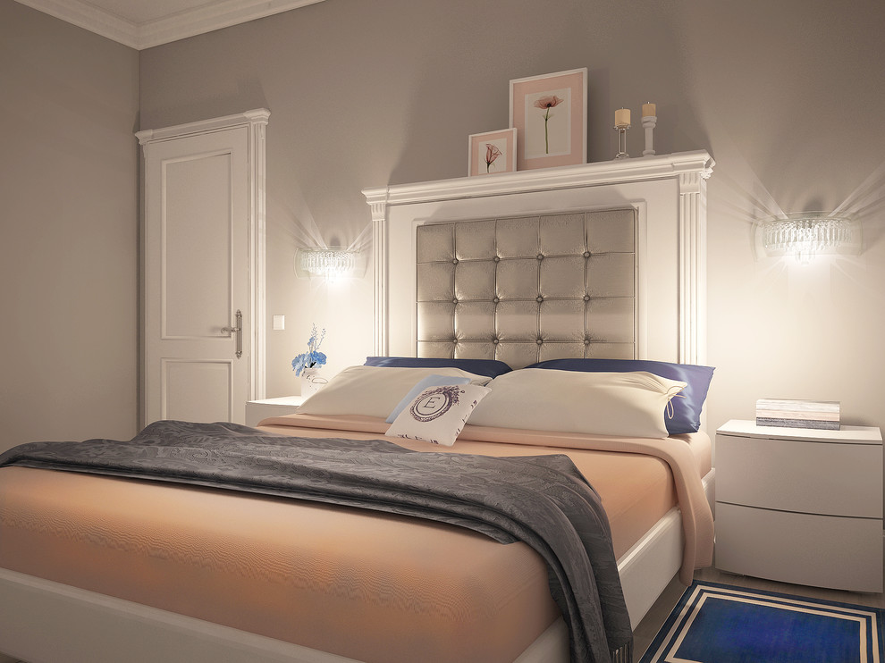 Grey Bedroom with peach accents - Серая спальня с персиковыми акцентами