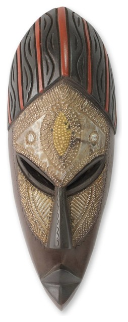 Akan Akoma African Wood Mask - Tropical - Wall Sculptures - by NOVICA ...
