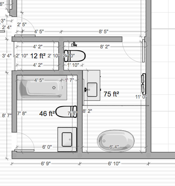 Help with Guest & Master bathroom layout / design | Houzz Forum