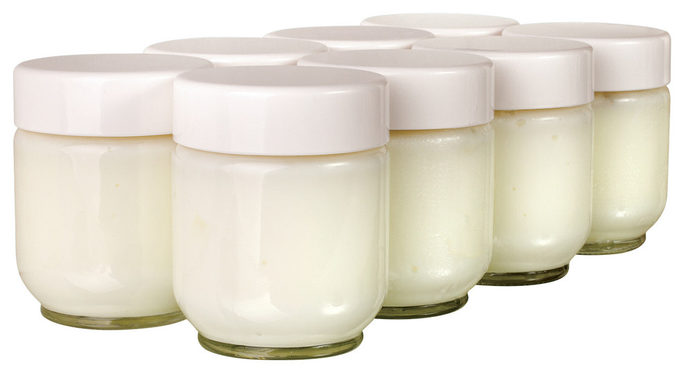 Euro Cuisine Glass Jars For Yogurt Maker Models YM80 and YM100, Set of 8