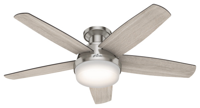 Hunter 48 Avia Brushed Nickel Ceiling, Brushed Nickel Ceiling Fan With Light Kit And Remote