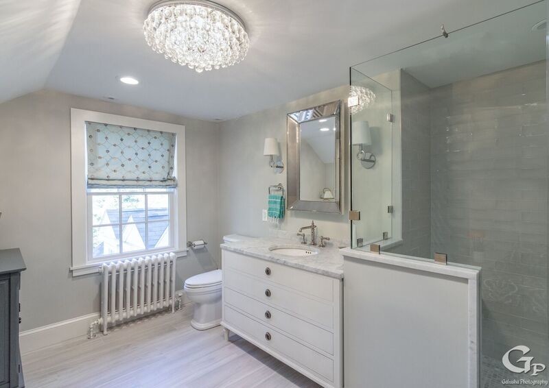 Modern loft bathroom with antiqe feel